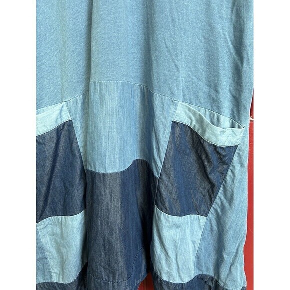 Holding Horses Anthropologie Chambray Patched Patchwork Fall Dress S/M $128 - Picture 3 of 8